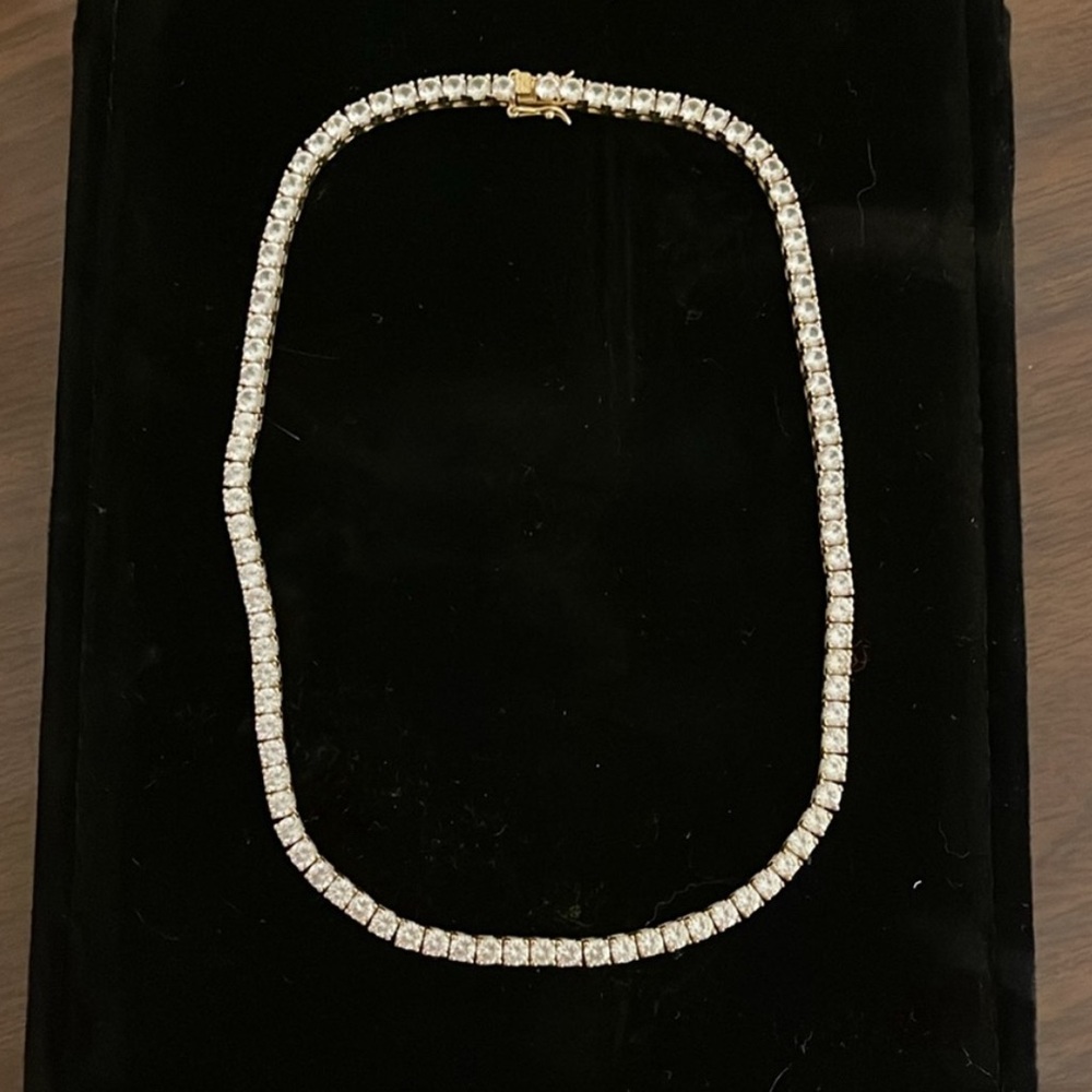 Dorsey Kate Tennis Necklace, 16" 18k plated, lab white sapphire